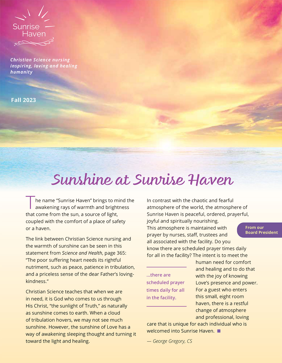 Sunrise Haven Winter newsletter image