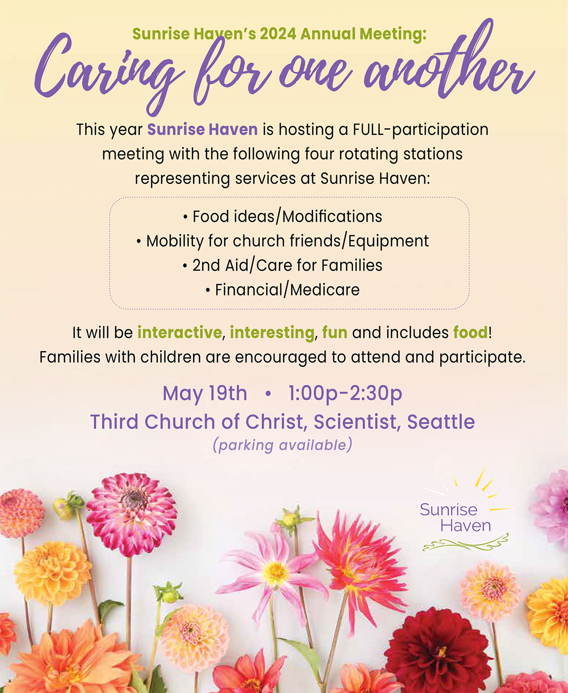 Sunrise Haven 2024 Annual Meeting poster